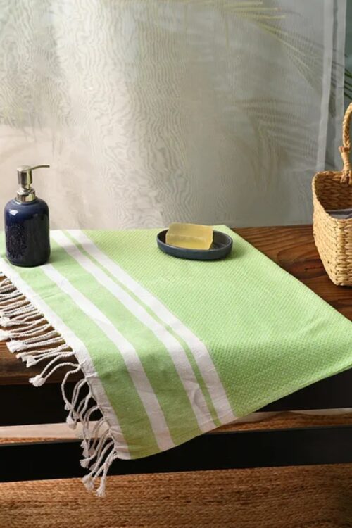 Green Handwoven Cotton Bath Towel
